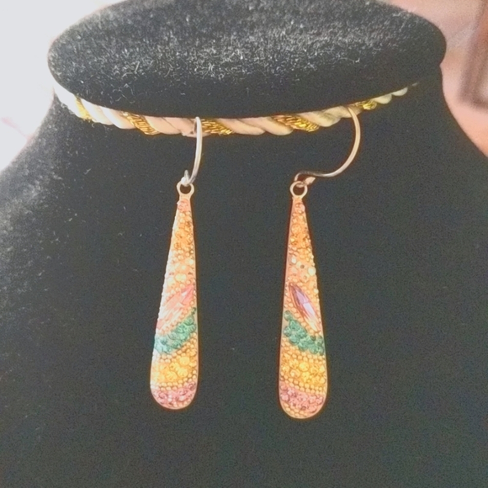 Sterling silver colored crystal drop earrings